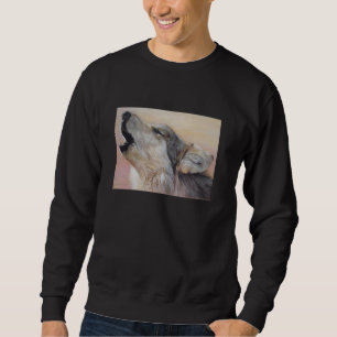 grey wolf howling wildlife painting realist art sweatshirt