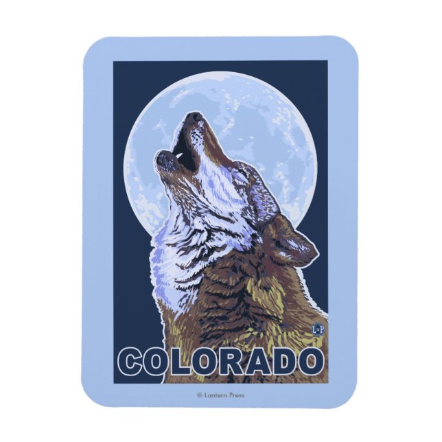 Grey Wolf HowlingColorado Magnet (Vertical)