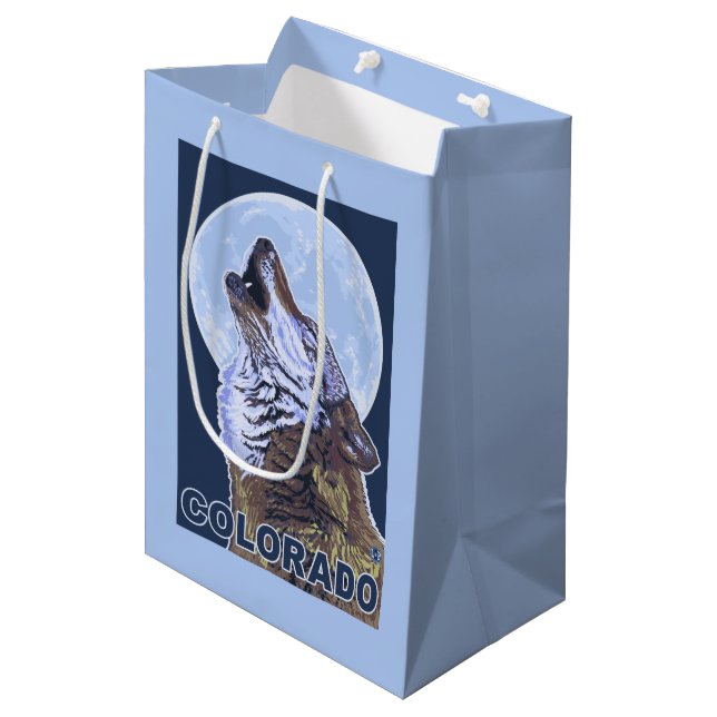 Grey Wolf HowlingColorado Medium Gift Bag (Front Angled)
