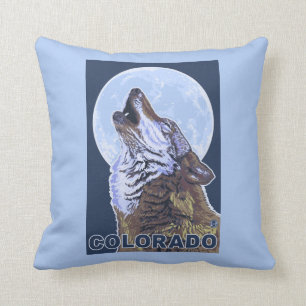 Grey Wolf HowlingColorado Throw Pillow