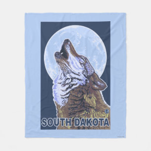 Grey Wolf HowlingSouth Dakota Fleece Blanket