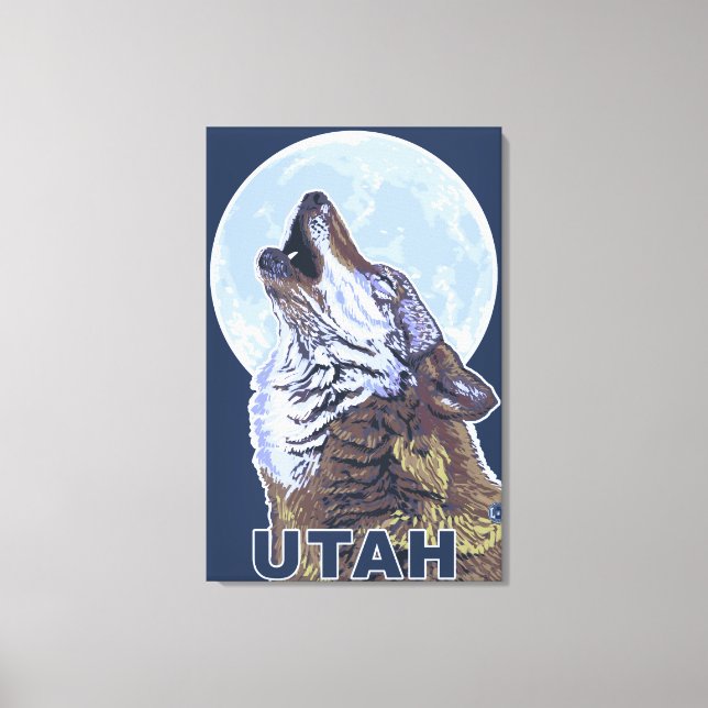 Grey Wolf HowlingUtah Canvas Print (Front)