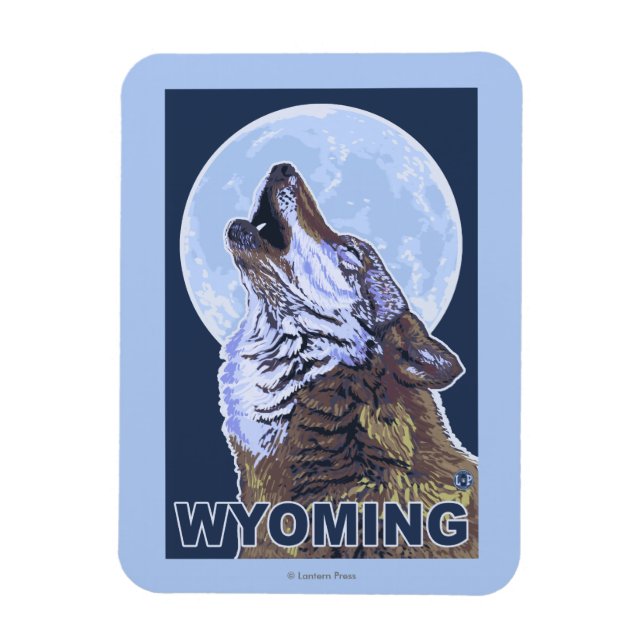 Grey Wolf HowlingWyoming Magnet (Vertical)