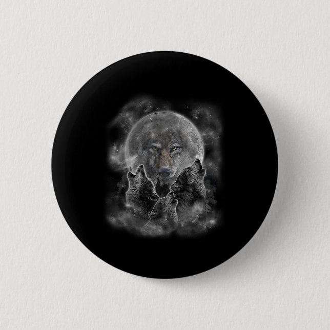 Grey Wolf Hunting Ground  2 Inch Round Button (Front)