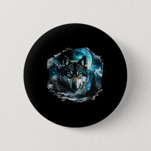 Grey Wolf Hunting Ground Icy Moon Forest Galaxy  2 Inch Round Button