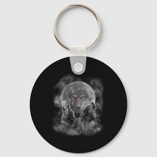 Grey Wolf Hunting Ground  Keychain (Front)