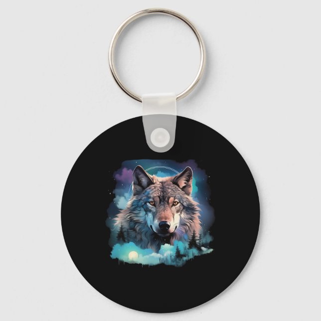 Grey Wolf Hunting Grounds1  Keychain (Front)