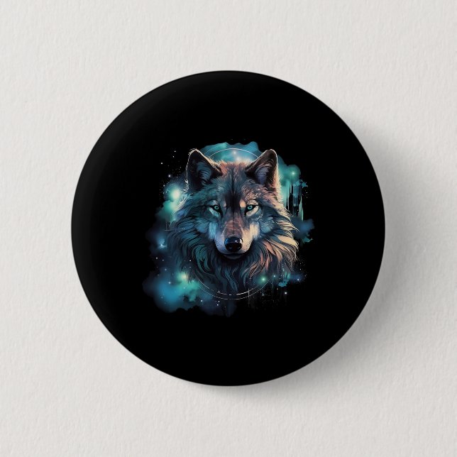 Grey Wolf Hunting Grounds  2 Inch Round Button (Front)