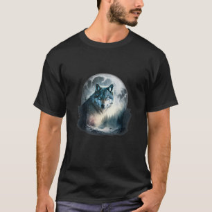 Grey Wolf Hunting Grounds Icy Moon Forest Galaxy T T-Shirt
