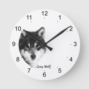 Grey Wolf impressive Round Clock