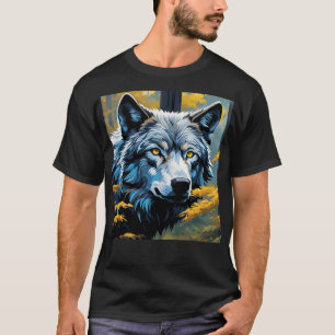 Grey Wolf in Golden Forest T-Shirt