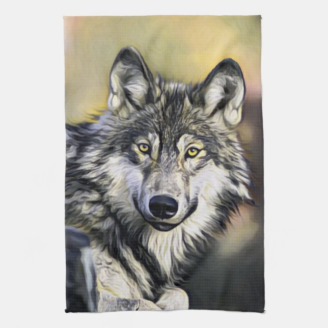 Grey Wolf Kitchen Towel (Vertical)