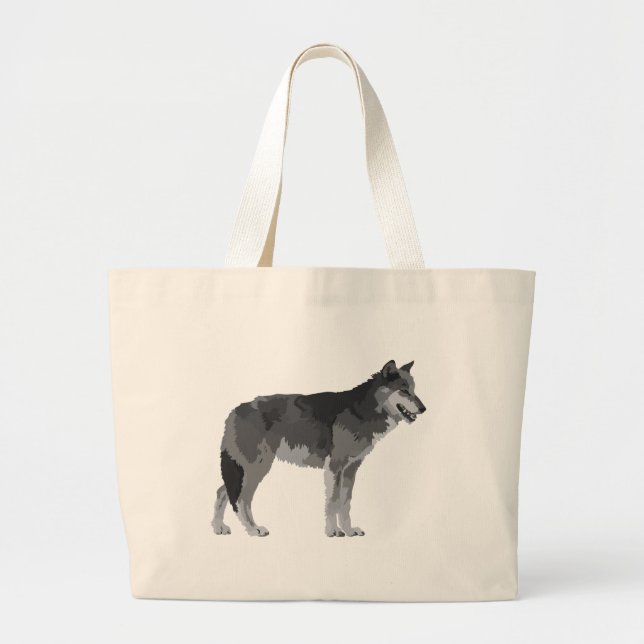 Grey Wolf Large Tote Bag (Front)