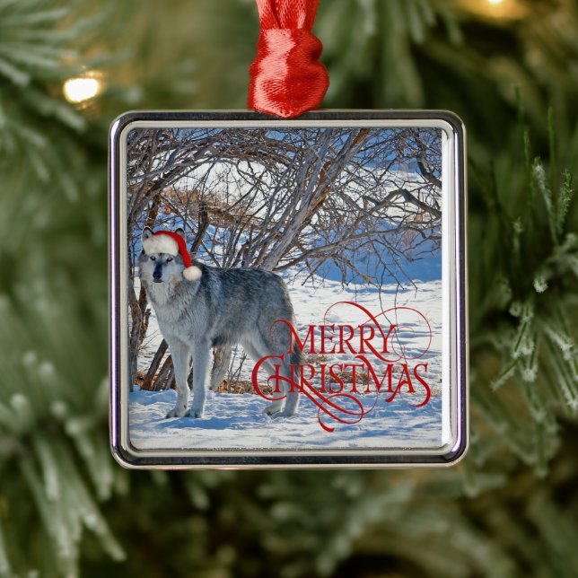 Grey Wolf Metal Ornament (Tree)