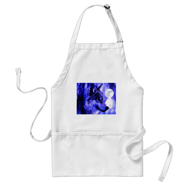 Grey Wolf & Moon Standard Apron (Front)