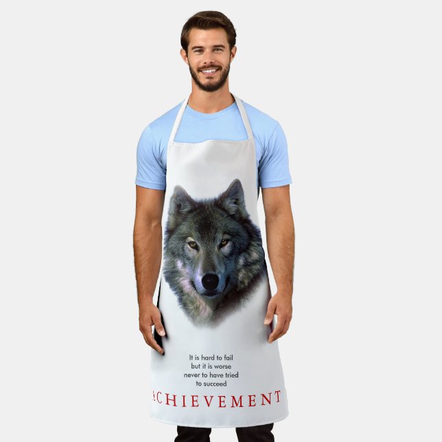 Grey Wolf Motivational Unique Apron (Worn)