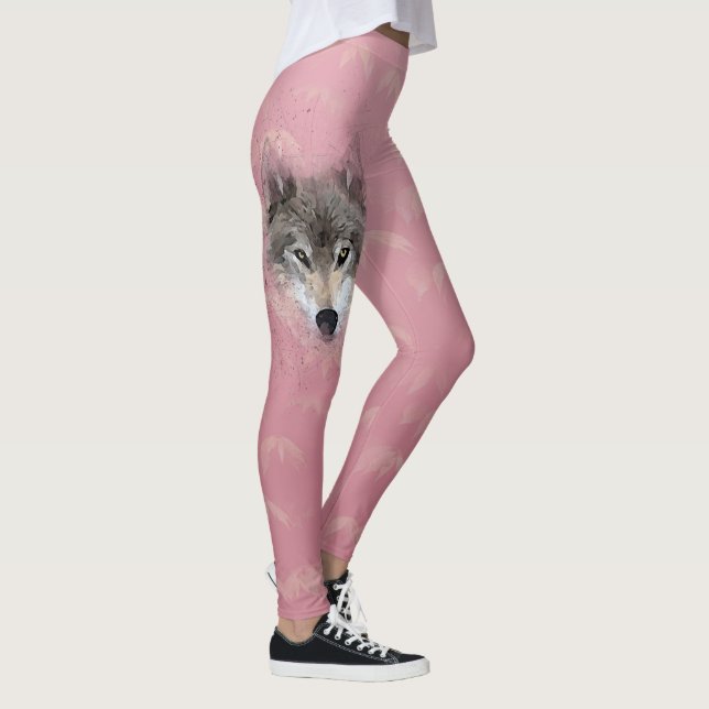 Grey Wolf Pink Leggings (Right)