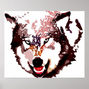 Grey Wolf Pop Art Poster - Wild Animals