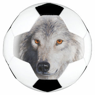 Grey Wolf Portrait Soccer Ball