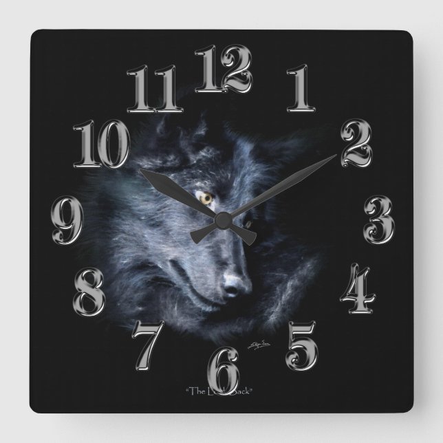Grey Wolf Portrait Wildlife-Supporter Art Clock (Front)