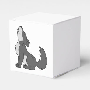 Grey Wolf Pup Howling Favor Box