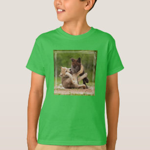 Grey Wolf Pups Wrestling T-Shirt