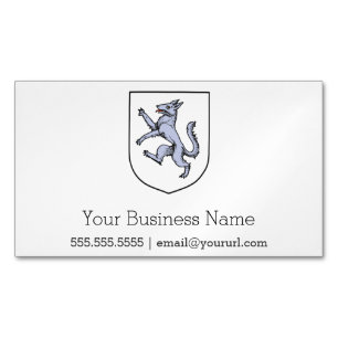 Grey Wolf Rampant on a White Shield Herald Magnetic Business Card