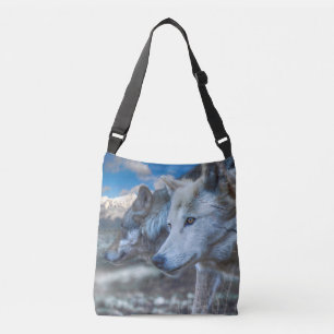 GREY WOLF SENTINEL WOLVES CROSSBODY BAG