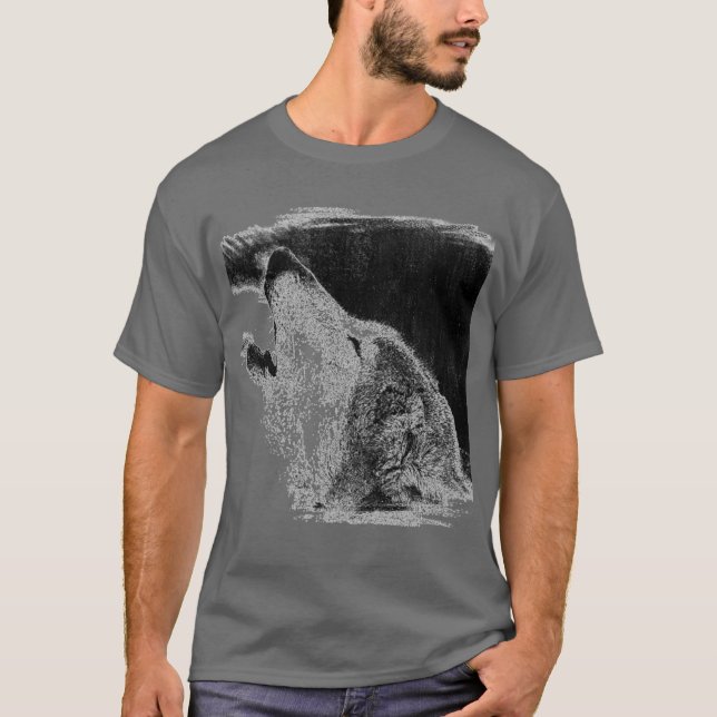Grey Wolf Sketch Artwork T-Shirt (Front)