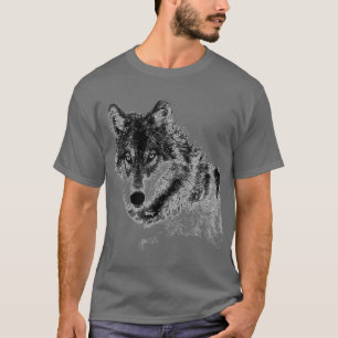 Grey Wolf Sketch Artwork T-Shirt