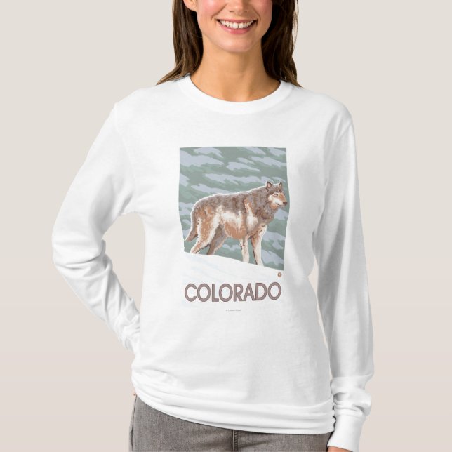 Grey Wolf StandingColorado T-Shirt (Front)