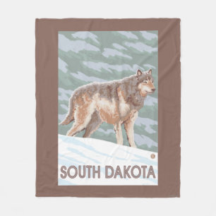 Grey Wolf StandingSouth Dakota Fleece Blanket