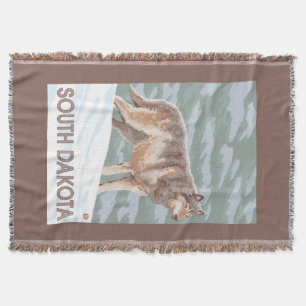 Grey Wolf StandingSouth Dakota Throw Blanket