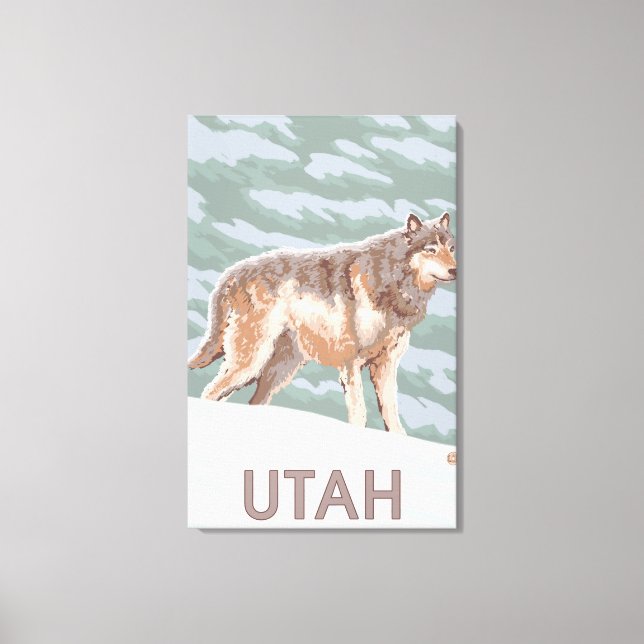 Grey Wolf StandingUtah Canvas Print (Front)