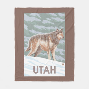 Grey Wolf StandingUtah Fleece Blanket