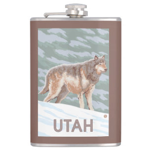 Grey Wolf StandingUtah Hip Flask