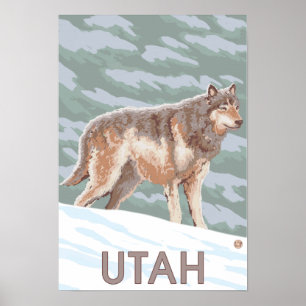 Grey Wolf StandingUtah Poster