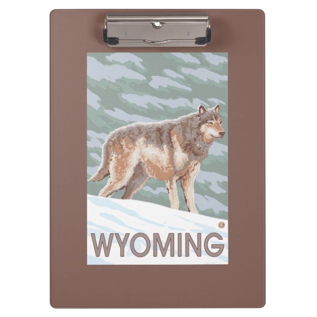 Grey Wolf StandingWyoming Clipboard (Front)