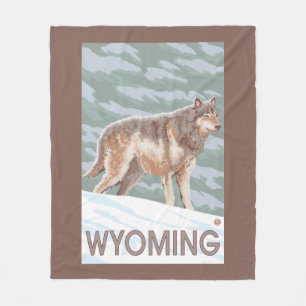 Grey Wolf StandingWyoming Fleece Blanket