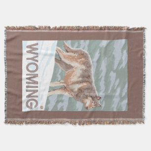 Grey Wolf StandingWyoming Throw Blanket