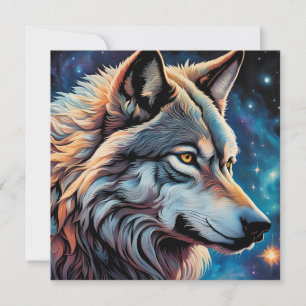 Grey Wolf Starry Night Portrait