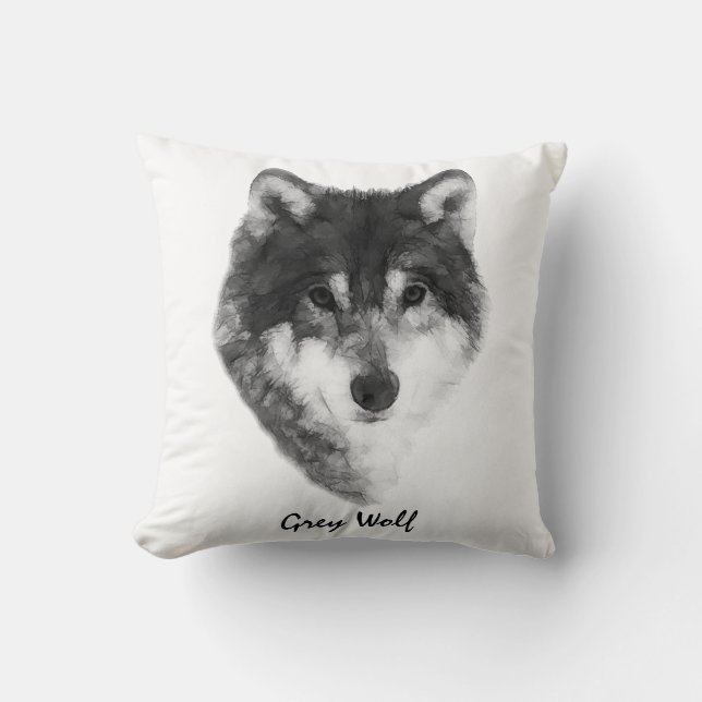 Grey Wolf stunning Throw Pillow (Front)