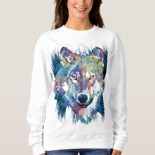 Grey Wolf Sweatshirt   Colourful Wolf Dog