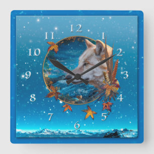 Grey Wolf THE GREAT QUEST Square Wall Clock