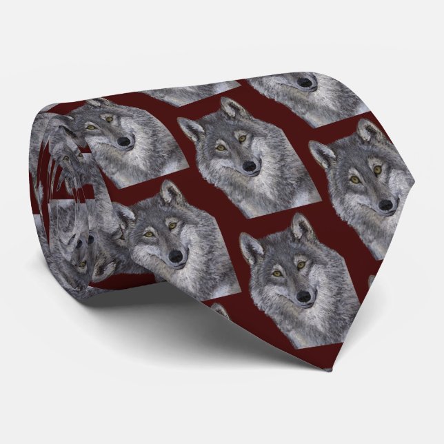 Grey Wolf Tie (Rolled)