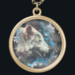 *~* Grey Wolf Totem Blue Boho Shaman Round Gold Plated Necklace<br><div class="desc">JEWELRY WITH INTENTION (R) - Energetically Enhanced Jewellery necklace round and yellow gold plated. * Round GOLD plated Boho Bohemian Native American Tribal Shaman GOLD PLATED ROUND NECKLACE Artistic and abstract Wolf Totem. As a professional distance spiritual energy healer since 2001, I have learned, developed and utilized the power of...</div>
