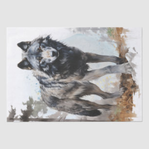 Grey Wolf Watercolor Tissue Paper