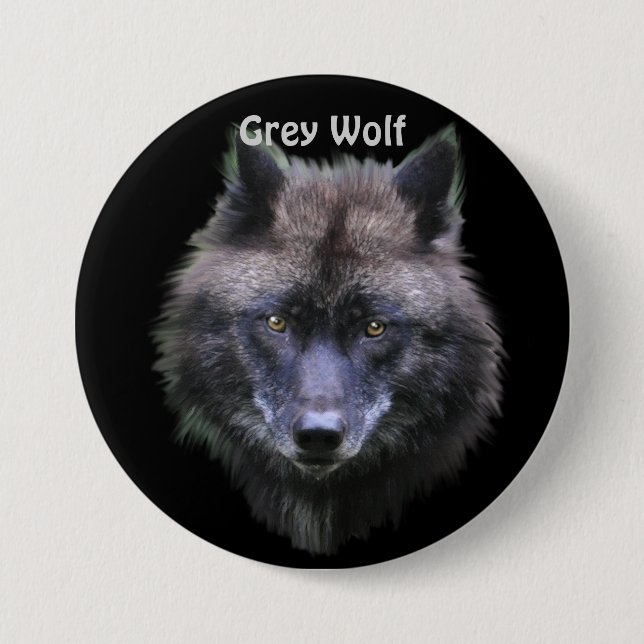 Grey Wolf Wildlife-lover 3 Inch Round Button (Front)