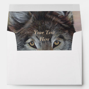grey wolf wildlife painting realist portrait art envelopes