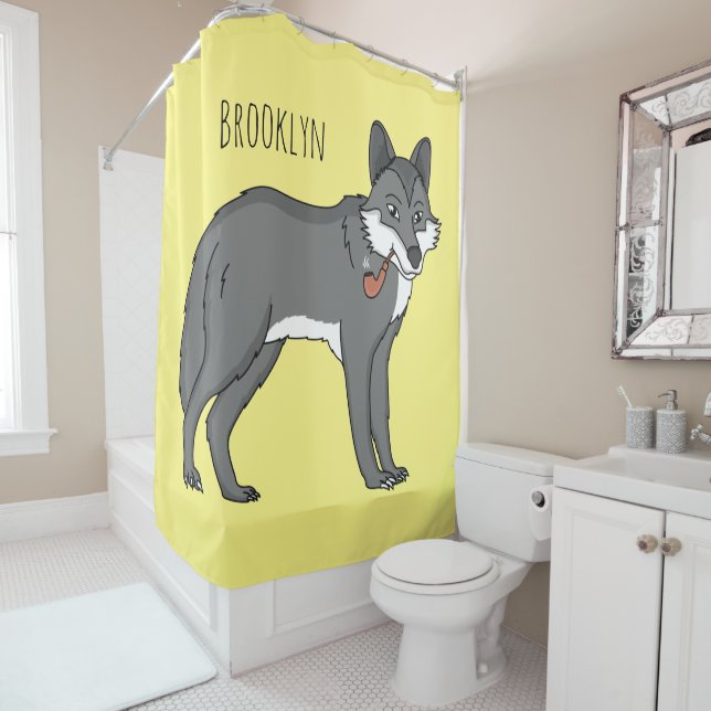 Grey wolf with pipe cartoon illustration (In Situ)
